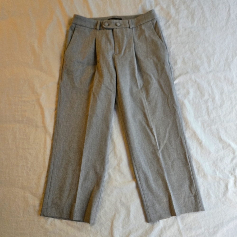 Banana Republic sz 0S High Waist Cropped Wide Leg Pleated Grey Suit Pants